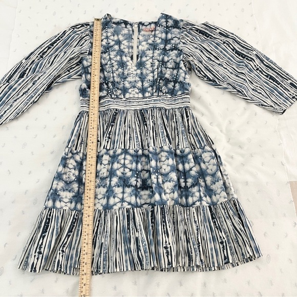 Anthropologie “Behati” Mini Dress Boho Shibori Tie-Dye Metallic Embroidery Small - Picture 11 of 16